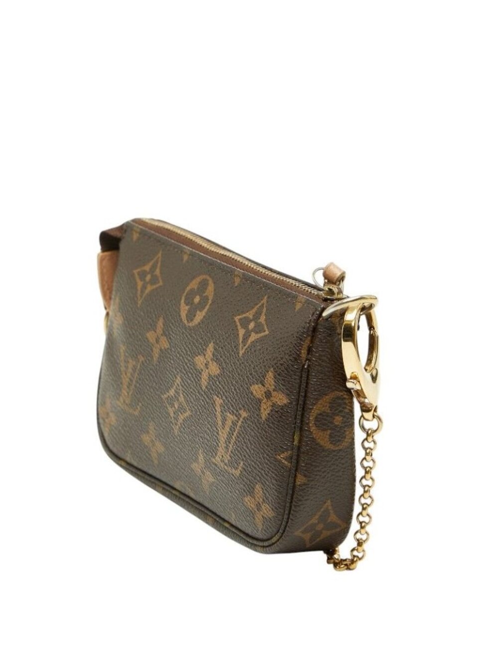 Louis Vuitton Monogram Mini Pochette Mini Handbag Pouch Brown Leather - Picture 2 of 10
